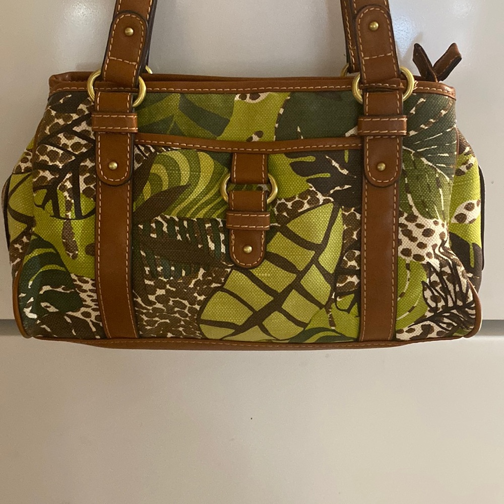 St Johns Bay Green Leaf Patterned Shoulder Bag